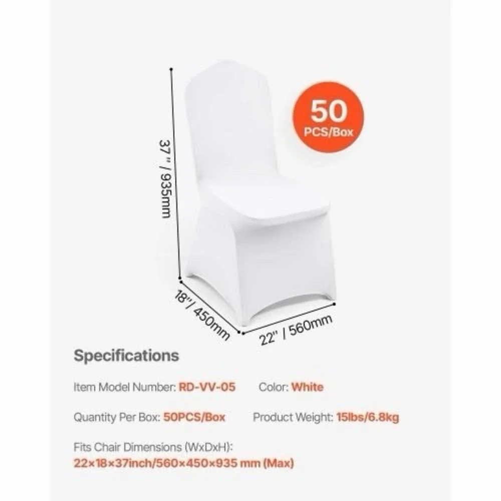 50 Pack VEVOR Stretch Spandex Folding Chair Covers, Universal Fitted Chair Cover